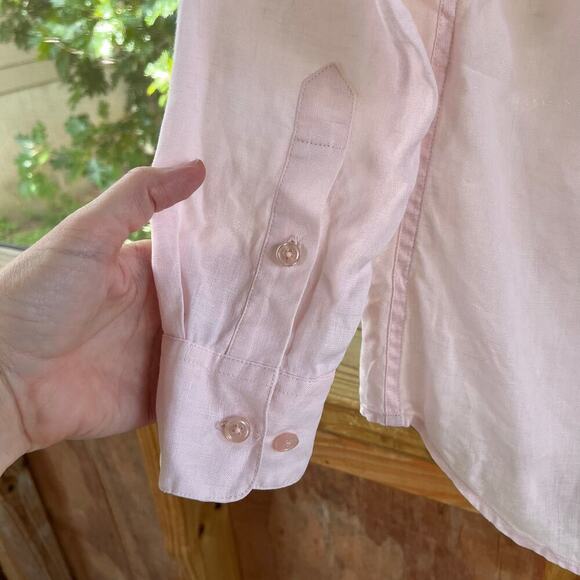 Go Silk Women's Light PInk 100% Linen Long Sleeve Button Down Shirt Size S - Picture 3 of 9